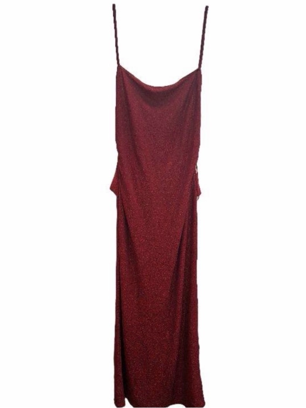 Elegant Sparkle Slip Dress in Dark Red - Women's